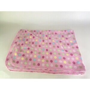 Circo Pink Green Blue Yellow Polka Dot Fleece Baby Girl Blanket Security Lovey